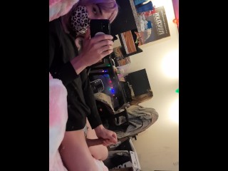 Trans Girl Big Dick Masturbating Cumshot