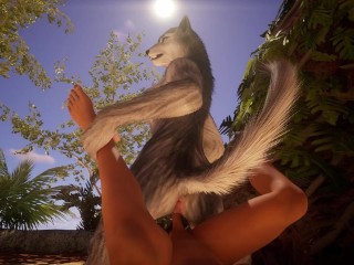 Lucky Guy трахает потрясающую пушистую девушку с огромными сиськами и кончает сквиртом в сексе Wild Life