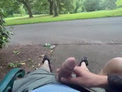 In the park Big load #Cream on her blouse#