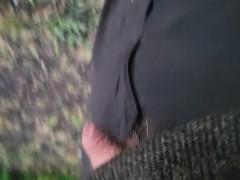 Pissing with the sunset outdoors