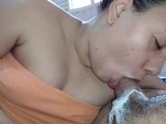 ASMR deep throat of the bitch devouring until the stalk, fucking hard until cum