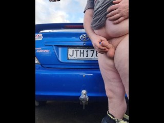 白色猕猴桃乱搞汽车拖车球、手刹、变速杆和油尺。加长版