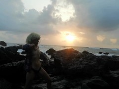 Mature Whore outdoor flashing pussy And Her Tits