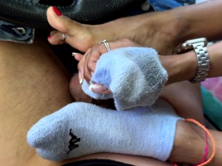 Carpooling Ends in Sockjob 😈