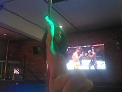 Playing on the pole at work