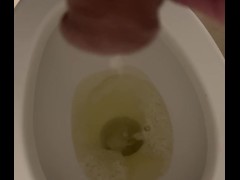 Piss into toilet gets a little messy