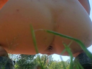 Close up MILF Pissing outside