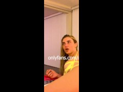 Petite Teen Creams and Cums All Over Giant Dildo