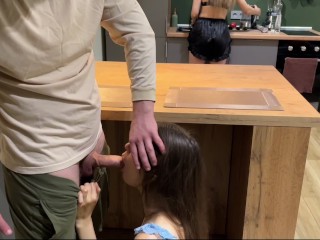 Dangerous Blowjob behind the Wife's back when her Friend comes to Visit