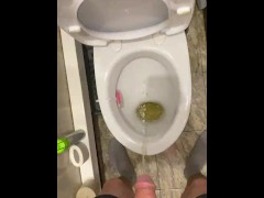 Morning piss from uncut penis in slow motion view from eyes