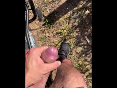 Huge dick cumming on the street