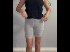 Sexy teen getting dressed for the gym