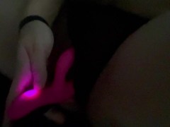 Horny pregnant slut cums on a pink vibrator