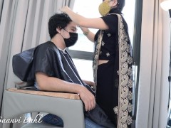 Barber Girl while hair cutting extremely Horny for her Client - Screenshot 1 of 16 - Desi