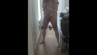 Femboy crossdresser cums hard while wearing cute dress