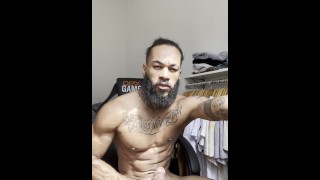 Hot tattoed brazilian jerk off big black cock