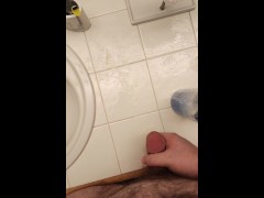 I shoot cum all over bathroom counter