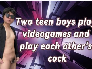 Zwei Teenager, Die Videospiele Bezahlten, Lutschten Sich Schließlich Gegenseitig Den Schwanz