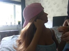 jerking and let the doll get dickslap at the and