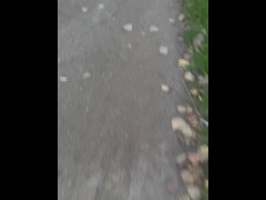 Mistress orders slave boy to Exhibitionism cock & balls on public pathway