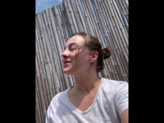 White T shirt weather SFW vertical behind the scenes selfie clip