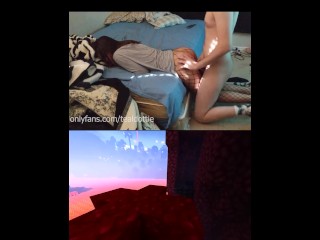 穿着渔网袜的大学女友骑着马在 Minecraft 跑酷中狂飙