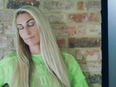 Blonde showing off transparent fishnet dress with tanlines - Screenshot 11 of 16 - Blonde