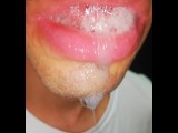 wet kiss,tongue, saliva, tongue, sloopy, sucking, spit fetish, long tongue and drooling closeup