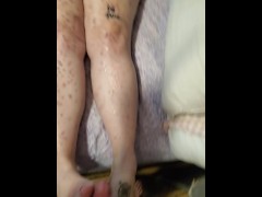 Hot wax torture while fucking her feet