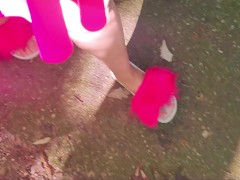 Sissy Trans Hazel Busts Her Balls in the Forest!