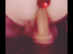 Watch me fuck my dildo doggy style until my butt plug pops out! (Terrible quality, terrible angle)