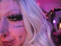 Tattooed Blonde Bimbo JOI sloppy BJ - Screenshot 14 of 16 - Tattoo Babe