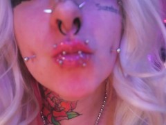 Tattooed Blonde Bimbo JOI sloppy BJ - Screenshot 5 of 16 - Tattooed