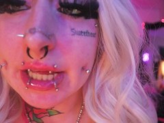 Tattooed Blonde Bimbo JOI sloppy BJ - Screenshot 8 of 16 - Sloppy Blowjob