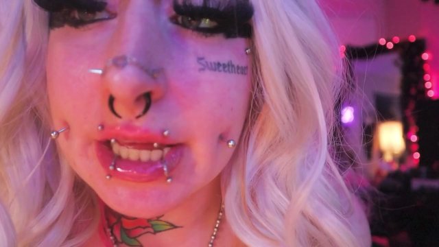 Tattooed Blonde Bimbo JOI sloppy BJ