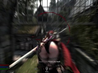 Redhead Giantess has Fun in the City - Skyrim Giantess