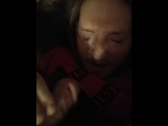 TS slut nasty cumslut facial