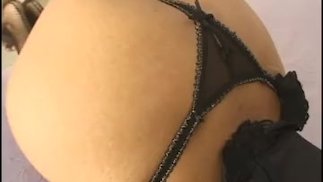 The Asian in lingerie has interracial sex with a black cock