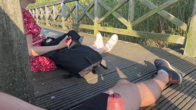 DICKFLASH: Girl at the Lake can't believe I'm jerking off infront ...