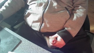 Bear body in sweat pants cock out getting hard teasing penis head