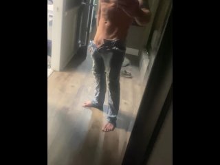 Fit guy shows off huge cock