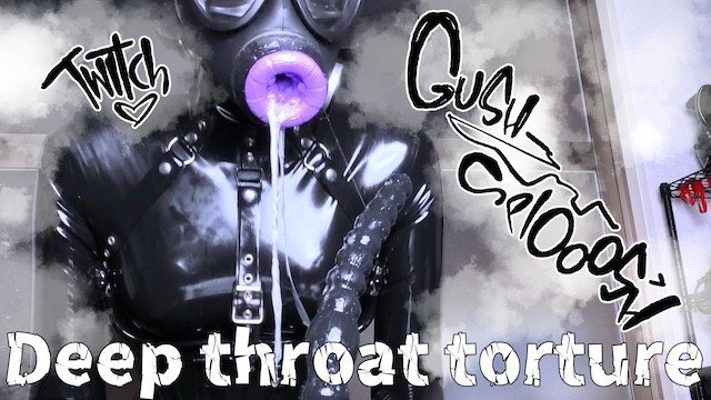 [latex] Deep Throat Torture of Rubber Doll Wearing Fuck Gasmask💜