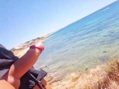 Risky Adventure - Running with a stop to touch my dick on public beaches