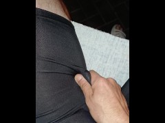 Desperate hissing piss in cycling shorts - Screenshot 1 of 16 - Piss