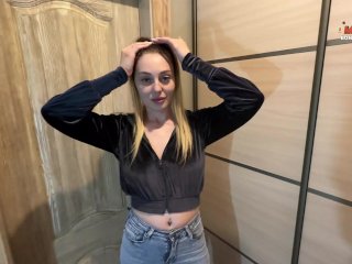 "I can pay the delivery guy with sex" - Courier Fucked a Beautiful Girl Bitch with Long Hair