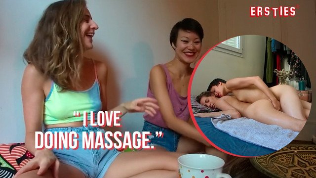 Ersties - Yumi Gives June a Hot Rubdown Before Making Her Moan
