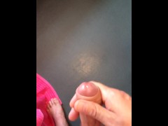 I stroke my precum leaking cock until I spray a thick load of cum