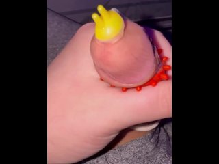 Quick Jerk off with Tickler Condom