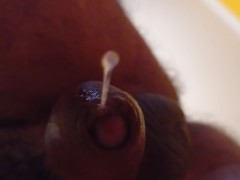 From the bottom view, a lot of sperm flows on my face, during prostate massage