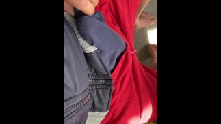 Red shorts outdoor fun